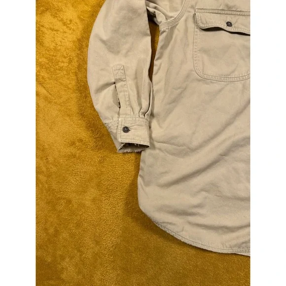 LL Bean Corduroy Shirt Jacket Men's M Plaid Flannel Lined Brown Chore Coat VTG - Picture 11 of 16